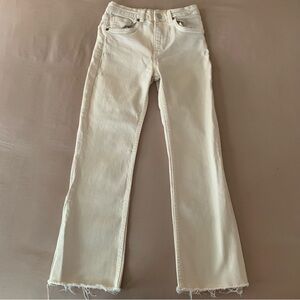 Zara Cream Jeans with distreesed Hem